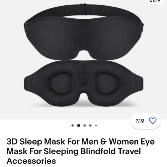 PACK WITH 4 MASK. Sleep Eye Mask - Very Confortable - WITH MEMORY FOAM - Picture 3 of 6